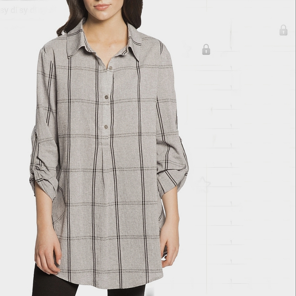  PPLA gray plaid tunic - long sleeve